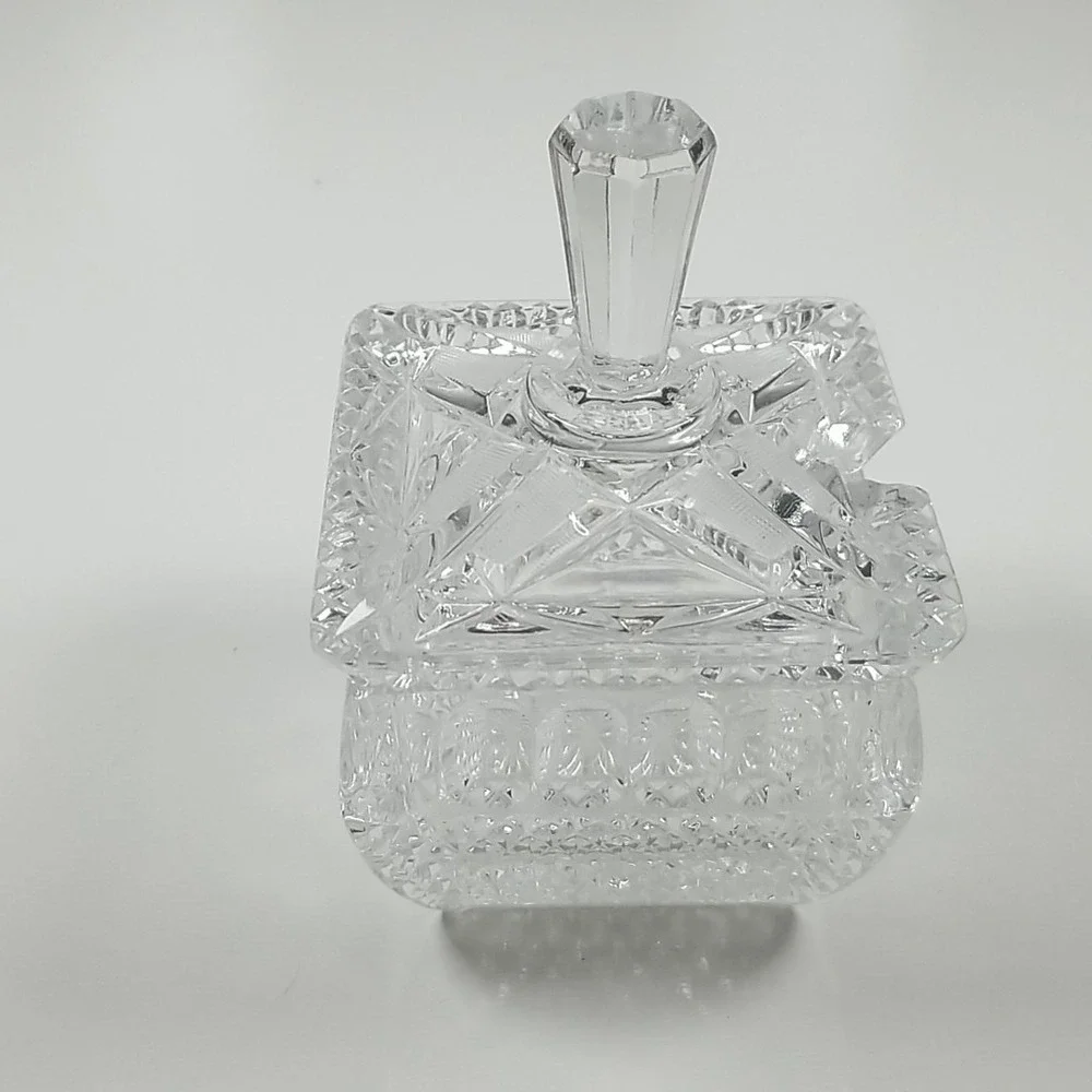 Vintage Clear Cut Lead Crystal Sugar, Jam or Jelly Bowl with Lid